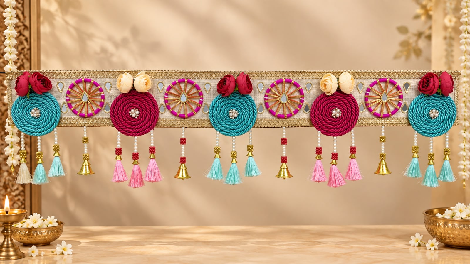 Product Name: Multicolour Floral Tassel Toran