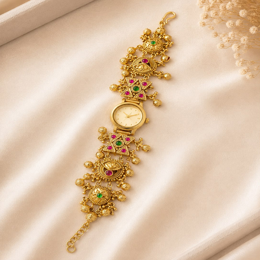 Exquisite Vintage-Inspired Gold-Tone Bracelet Watch