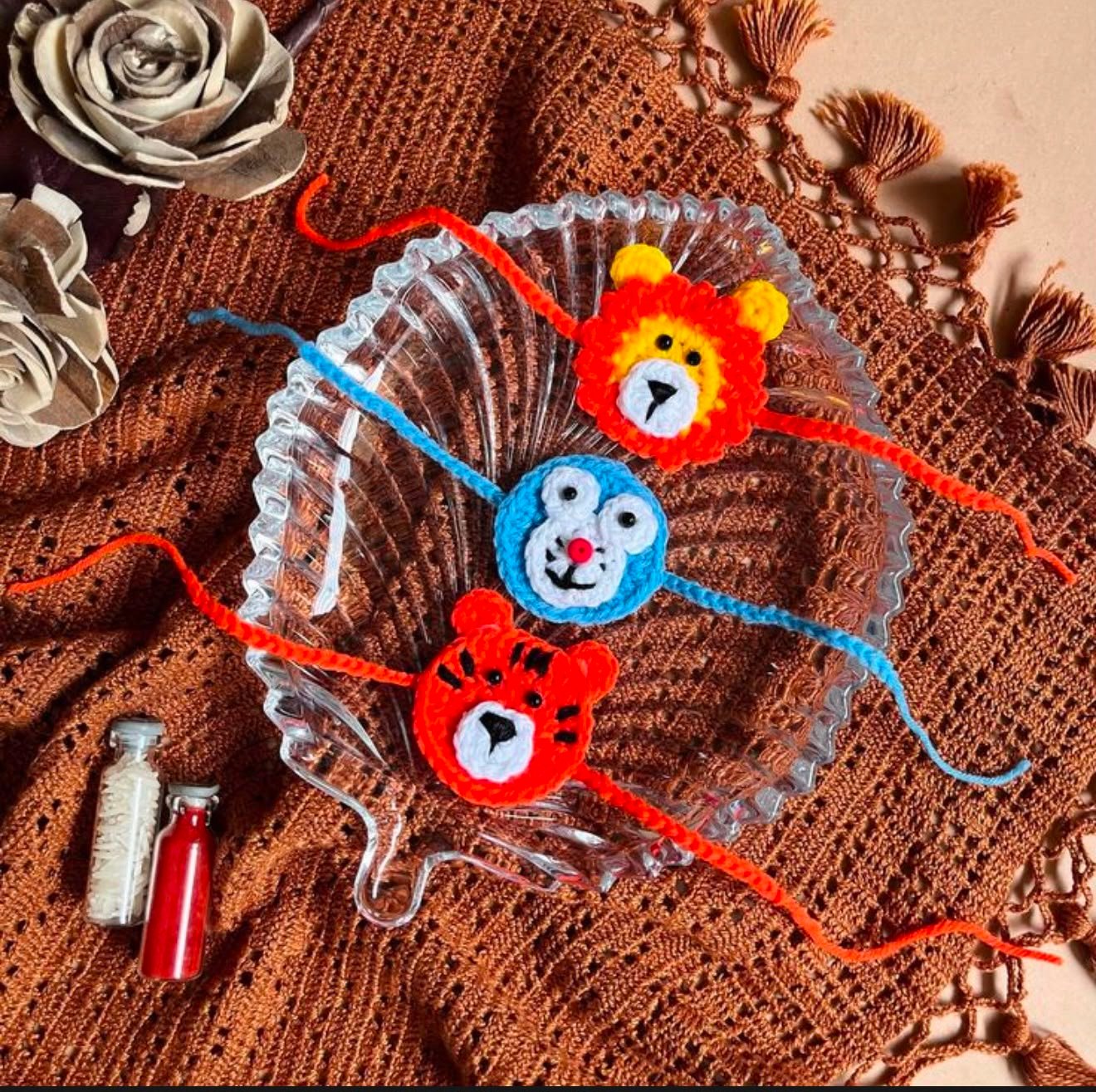 Product Name: Handmade Crochet Animal Rakhi Set of 3
