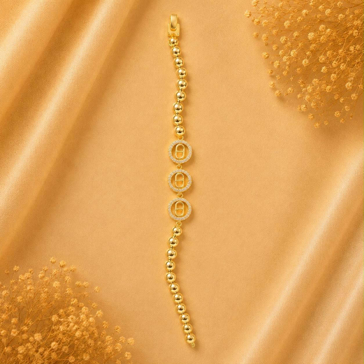 Product Name: Golden Triple Oval Crystal Bracelet