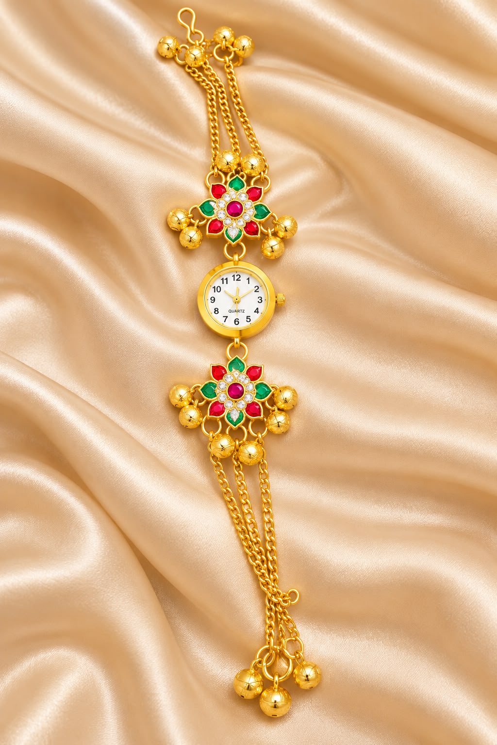 Floral Multicolor Ghungroo Bracelet Watch