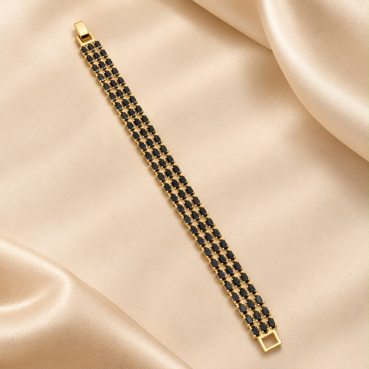 Product Name: Black Stone Gold Link Bracelet