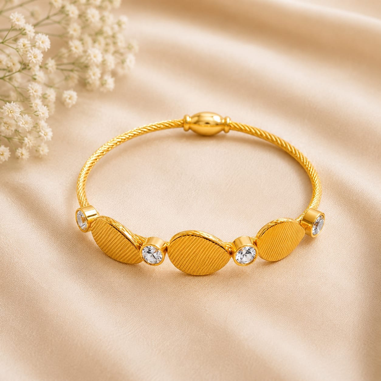 Product Name: Golden Oval Crystal Elegance Bracelet