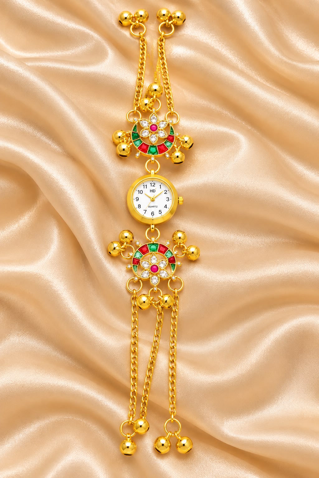 Traditional Multicolor Floral Bracelet Watch