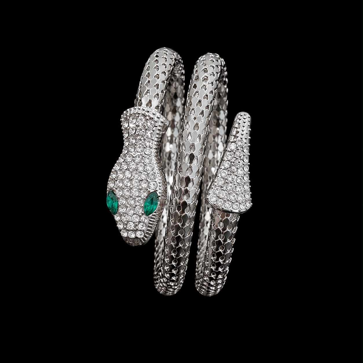 Silver Crystal Snake Wrap Bracelet