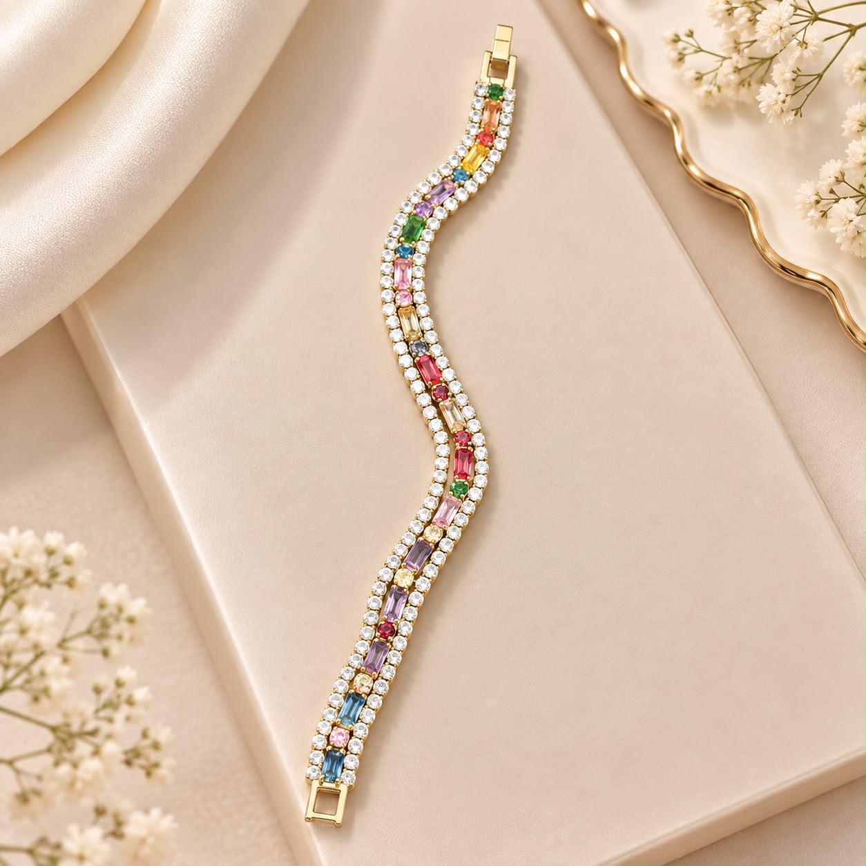 Product Name: Multicolor Crystal Wave Bracelet