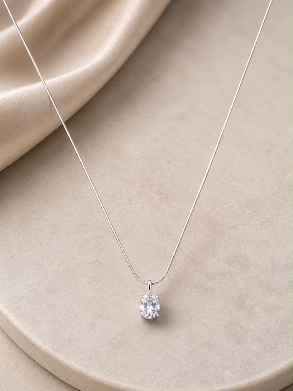 Product Details – Solitaire Oval Pendant Necklace