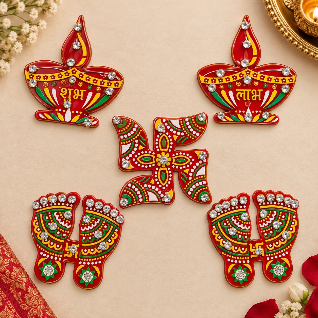 Product Name: Shubh Labh Diya & Rangoli Festive Décor Set