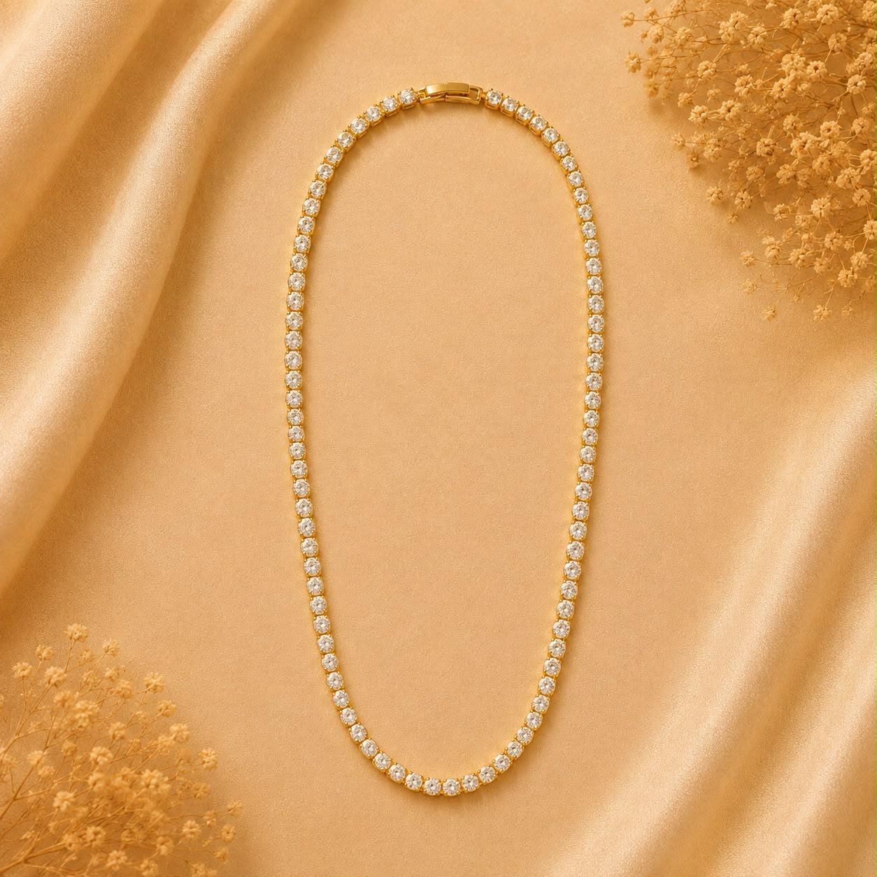 Product Name: Gold-Tone Crystal Tennis Necklace