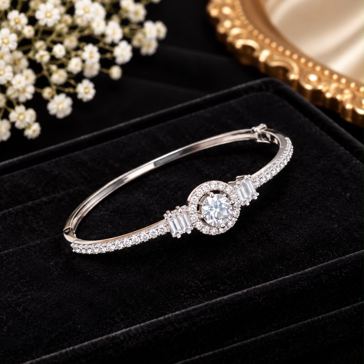 Product Name: Silver Solitaire CZ Open Bangle