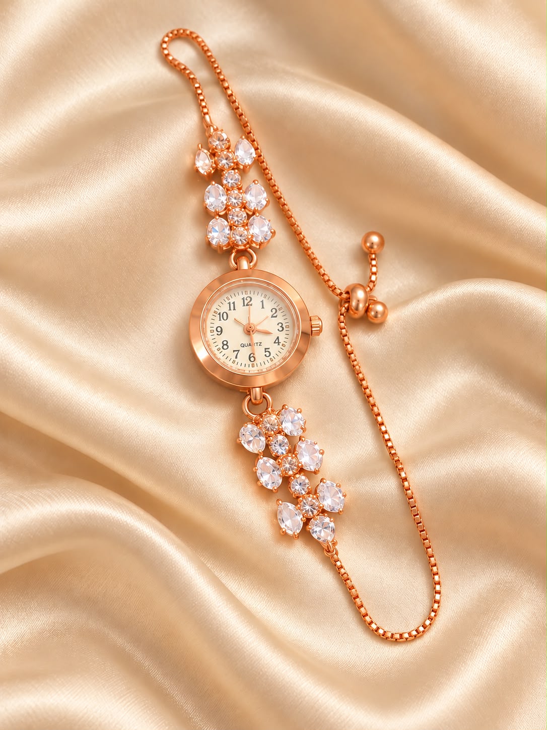Rose Gold Crystal Bracelet Watch