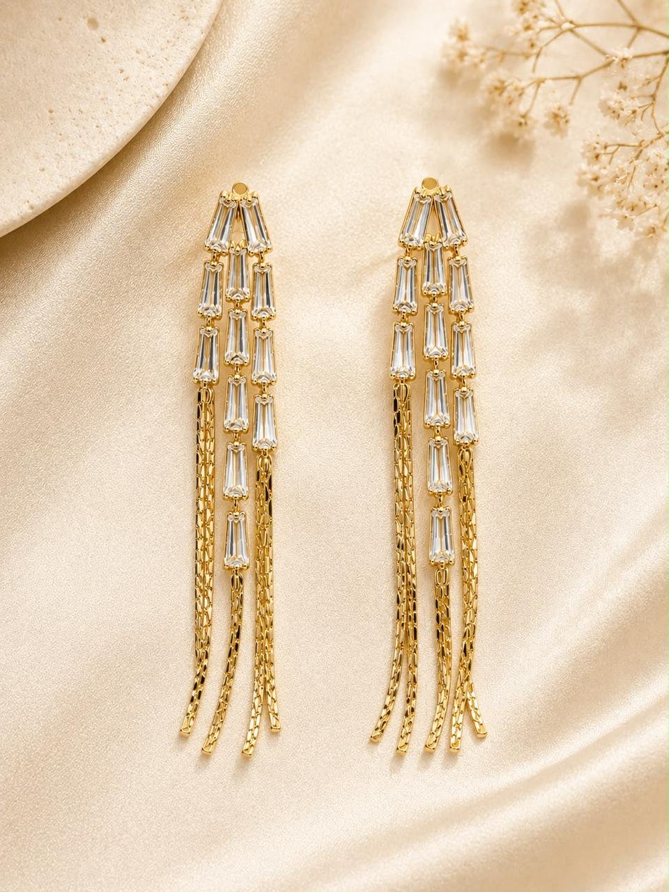 Crystal Cascade Long Chain Earrings