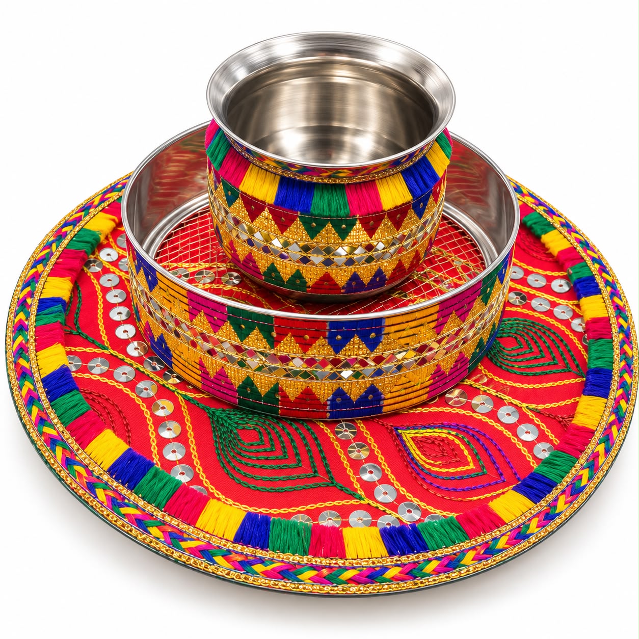 Product Name: Multicolor Traditional Karwa Chauth Thali Set