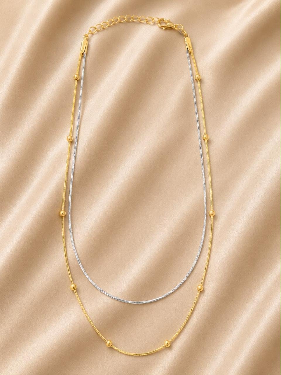 Product Details – Dual Tone Layered Beaded Necklace