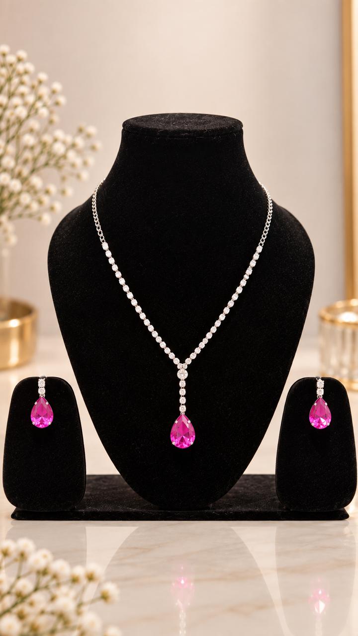Product Name: Midnight Black Teardrop Necklace & Earrings Set