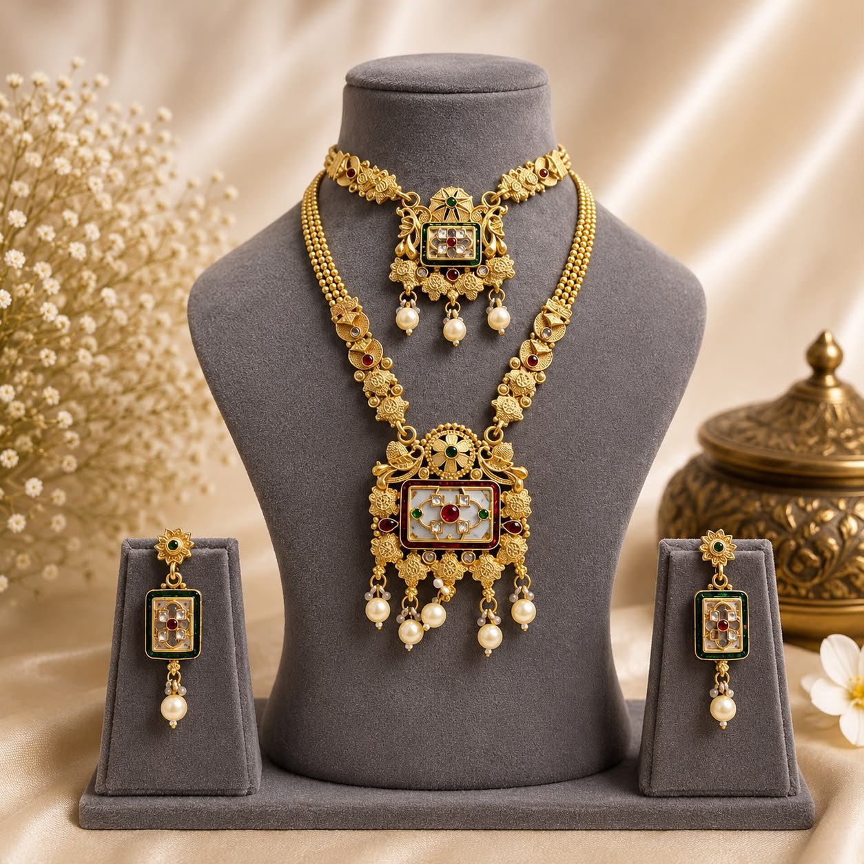 Royal Heritage Kundan Long Necklace Set