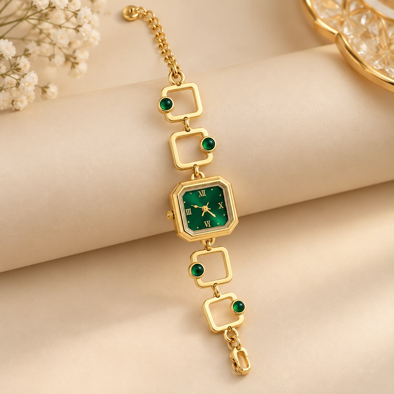 Emerald Green Geometric Bracelet Watch