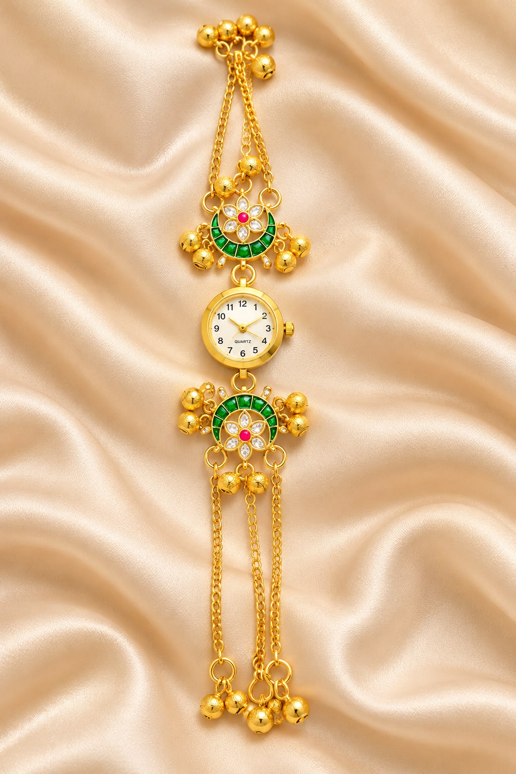 Royal Green Floral Charm Jewellery Bracelet Watch